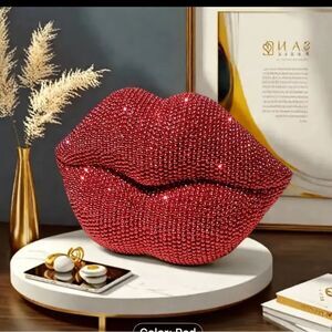 Glamorous Red Lip-Shaped Crystal resin  Decor